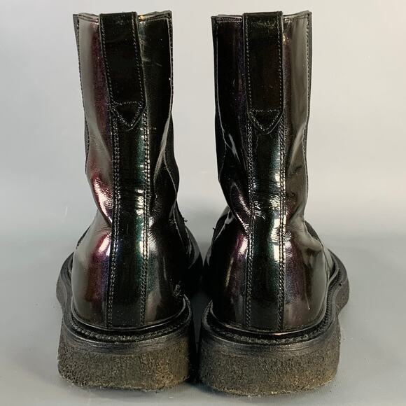 DIOR HOMME Size 8 Black Iridescent Leather Crepe Sole Chelsea Boots